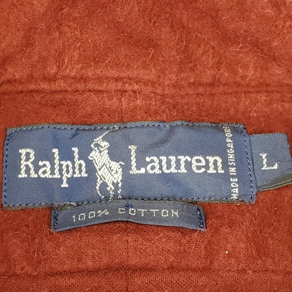 Ralph Lauren Button-Down Maroon Shirt Adult Large Green Pony Casual Mens - Picture 3 of 12